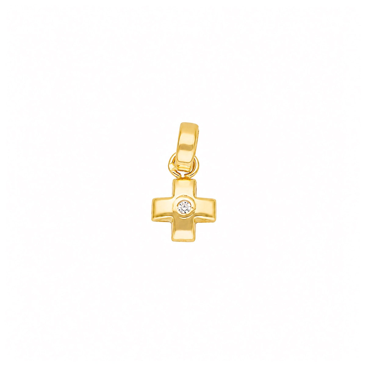 Cruz Mini em Ouro 19kl com Zircónia (0.9cm) - Loja do Ouro