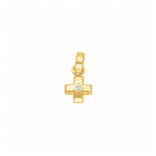 Cruz Mini em Ouro 19kl com Zircónia (0.9cm) - Loja do Ouro