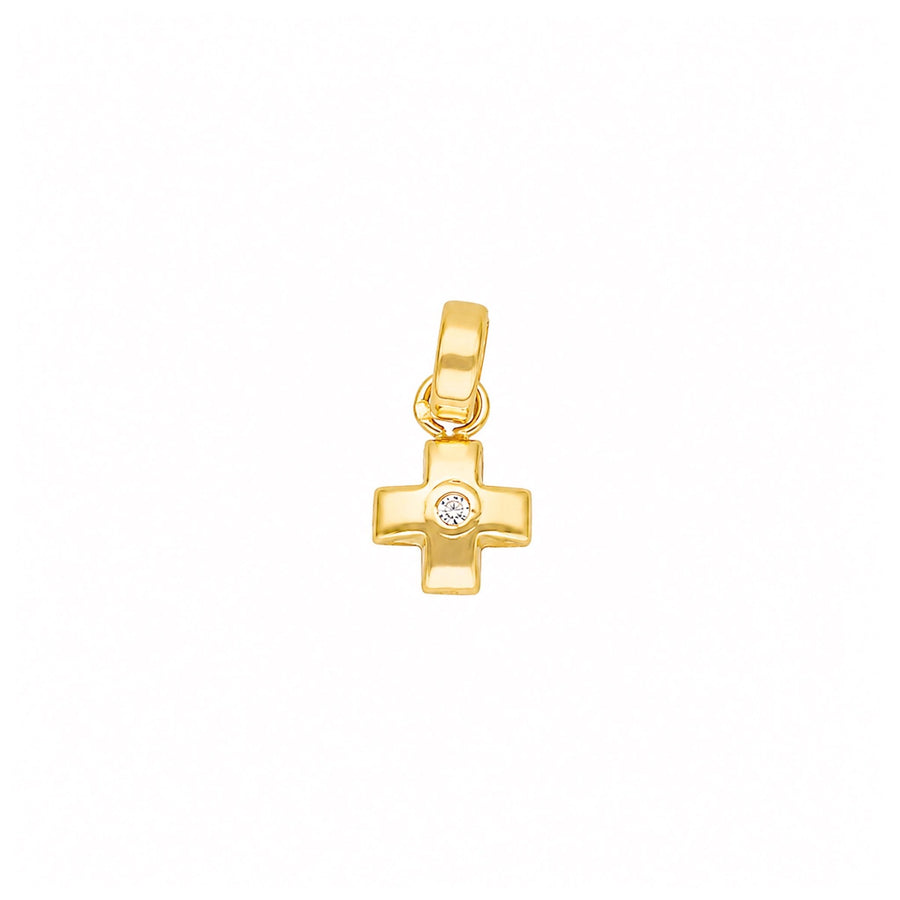 Cruz Mini em Ouro 19kl com Zircónia (0.9cm) - Loja do Ouro
