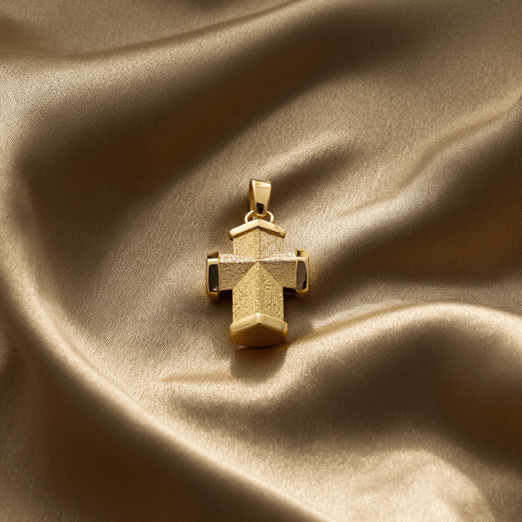Cruz Texturada em Ouro 19kl (2.2cm) - Loja do Ouro