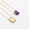 Escapulário Hermes em Prata Dourada com Zircão Roxo - Loja do Ouro