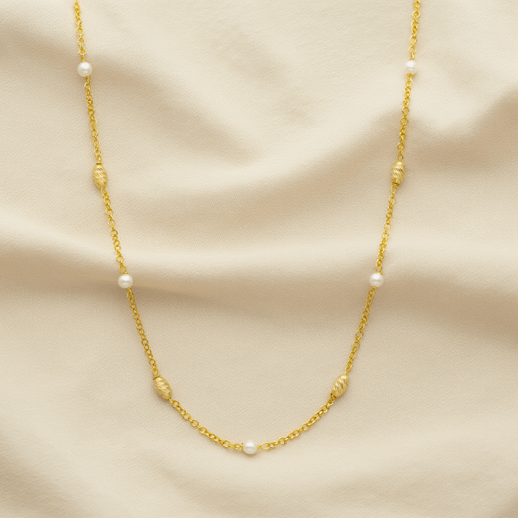 Fio Amélia em Prata Dourada (38cm) - Loja do Ouro