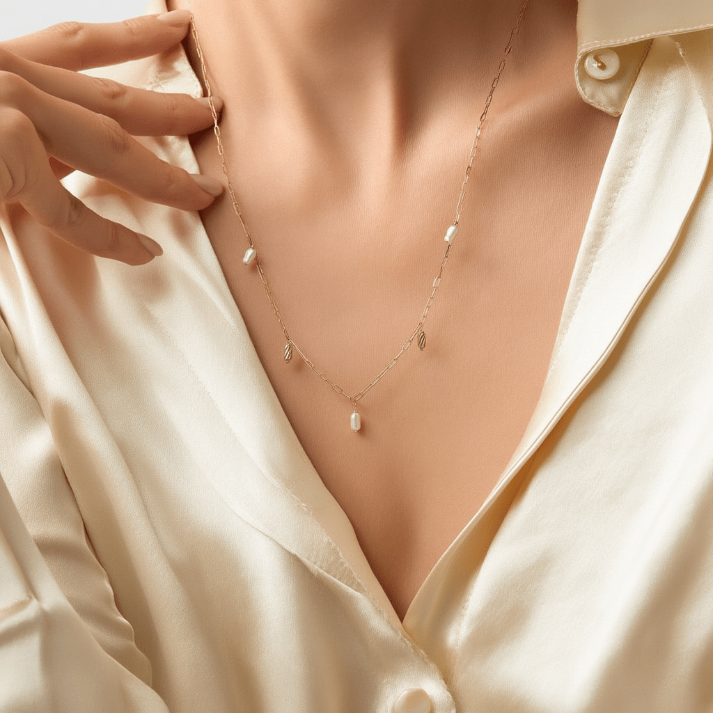 Fio Aurora em Prata Dourada (38.5cm) - Loja do Ouro