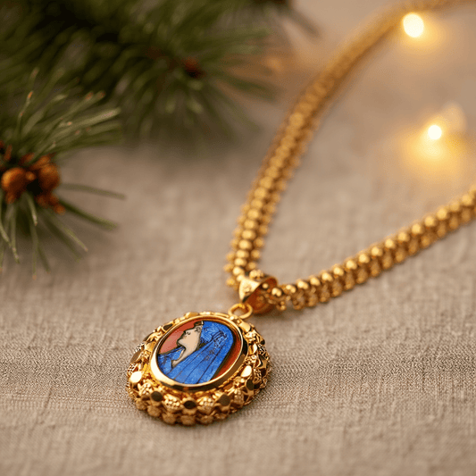 Fio Caramujos em Ouro 19kl com Medalha Religiosa (50.50cm) - Loja do Ouro