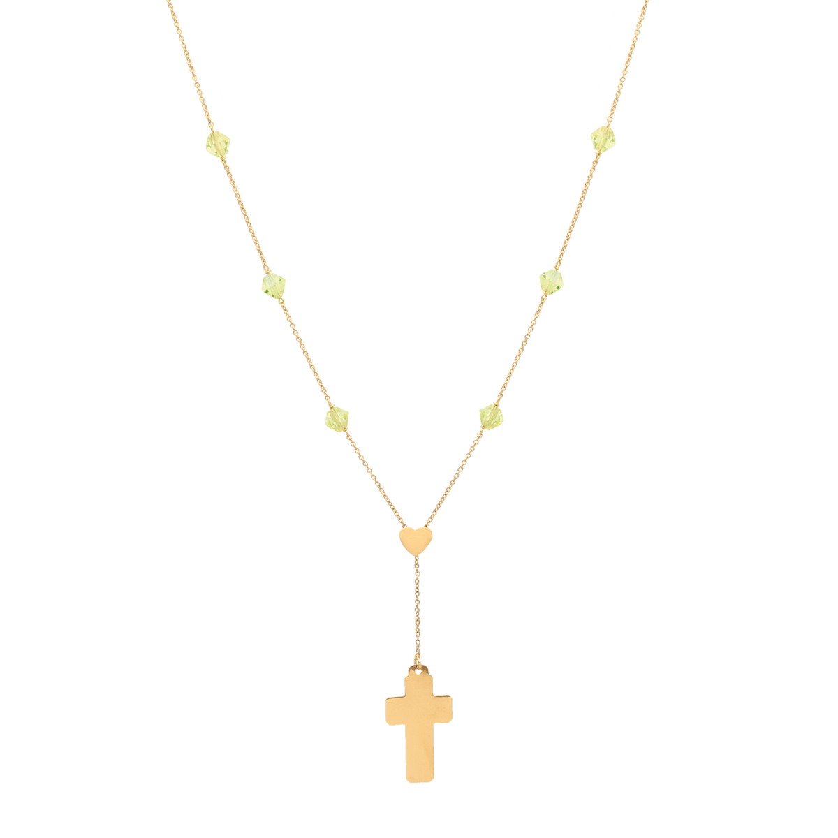  Coração em Ouro 19kl e Pedras Verdes (40cm) - Gold Store Premium