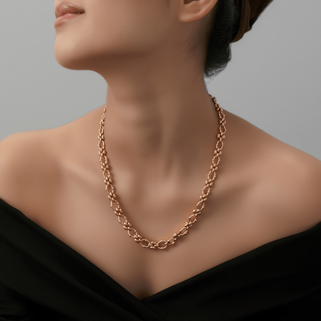 Fio com Elos Trabalhados em Ouro 19kl (43.5cm) - Loja do Ouro