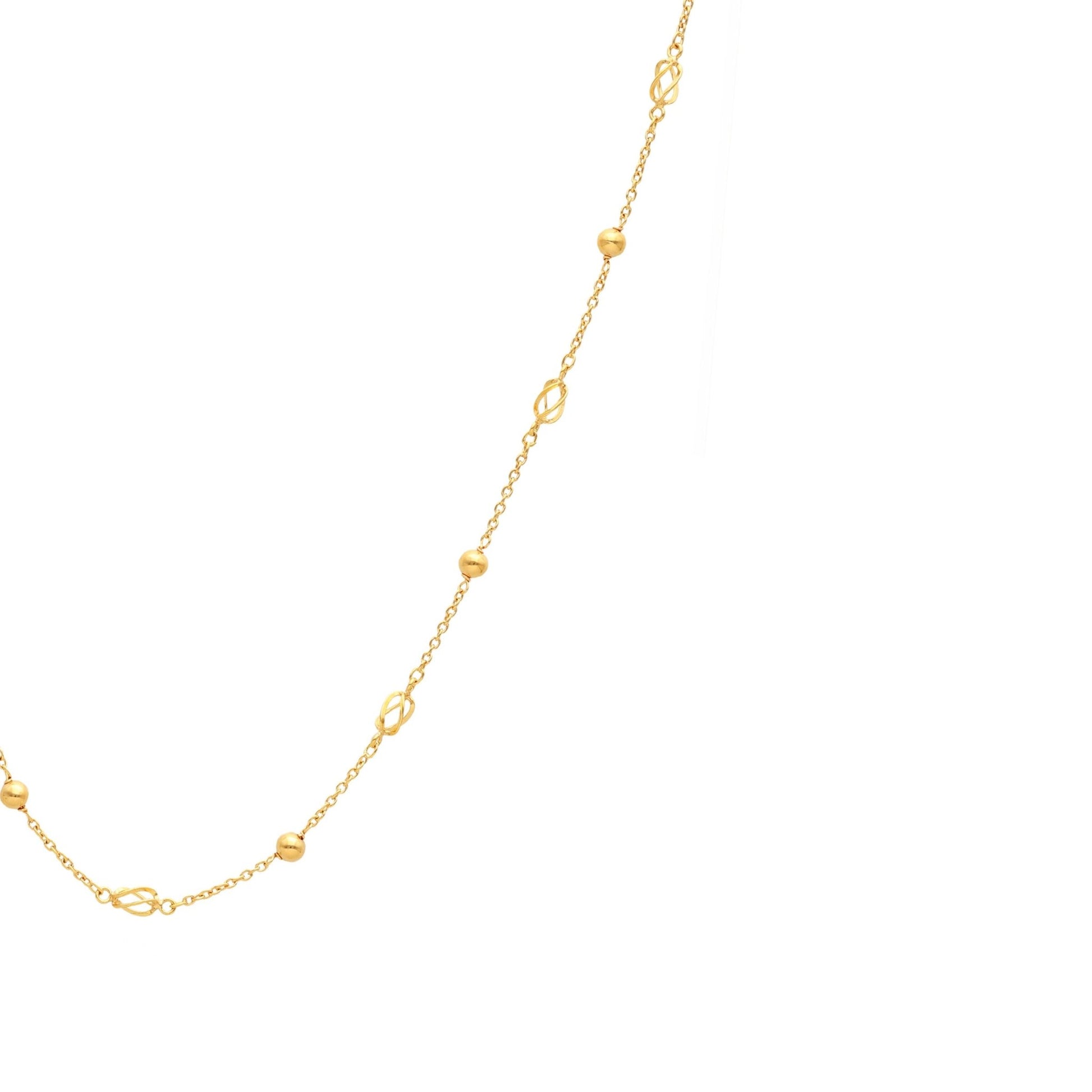 Fio com Esferas e Rocas em Ouro 19kl (41cm) - Loja do Ouro