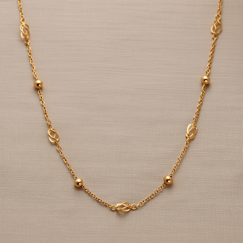 Fio com Esferas e Rocas em Ouro 19kl (41cm) - Loja do Ouro