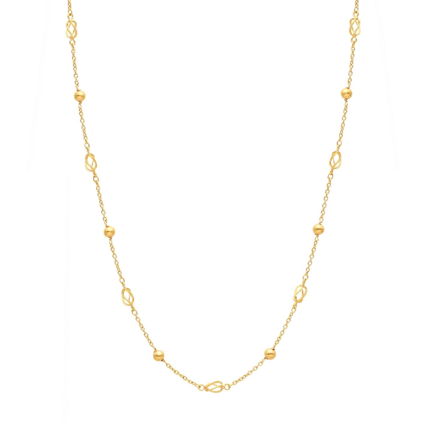 Fio com Esferas e Rocas em Ouro 19kl (41cm) - Loja do Ouro