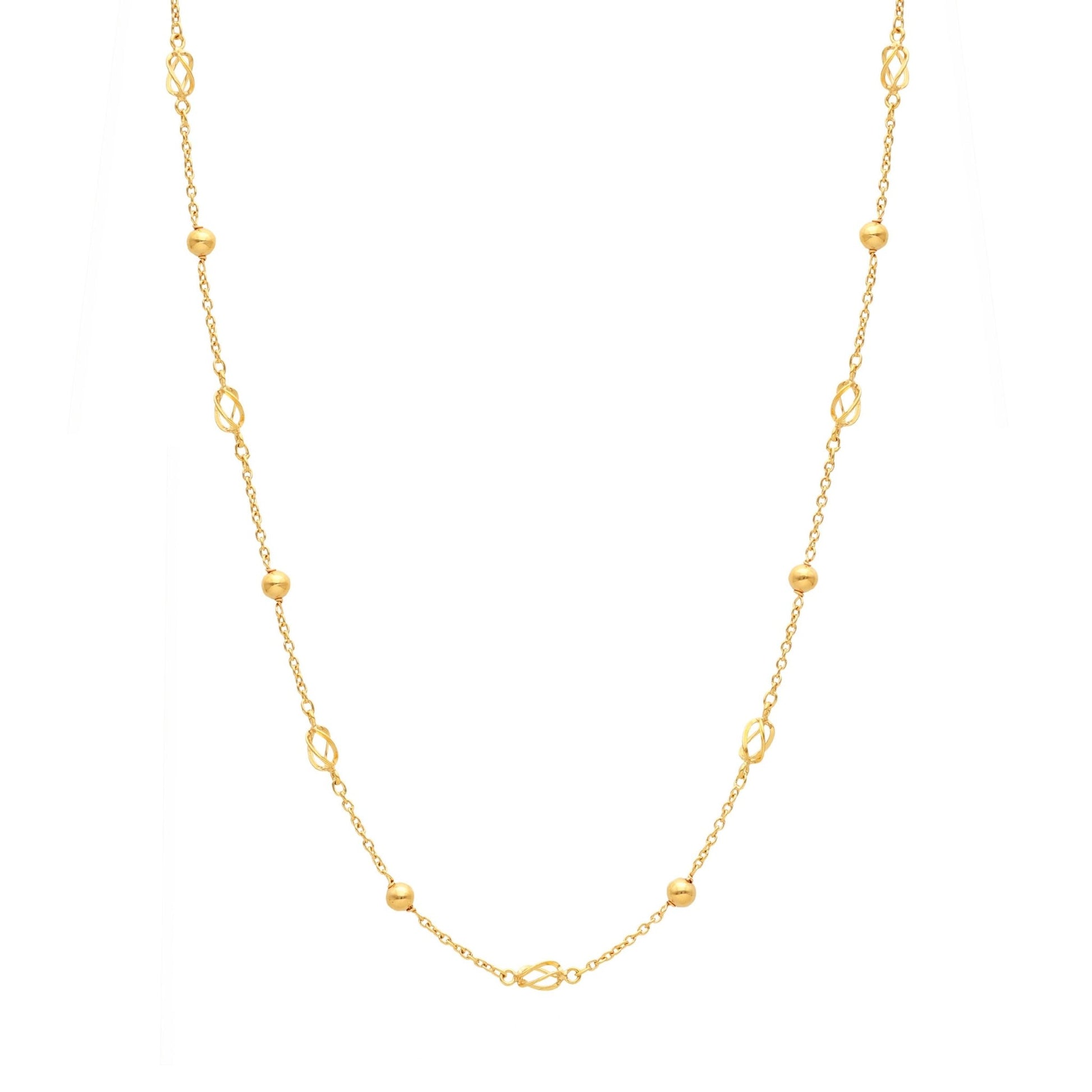 Fio com Esferas e Rocas em Ouro 19kl (41cm) - Loja do Ouro