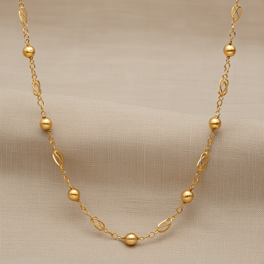 Fio com Esferas e Rocas em Ouro 19kl (46.5cm) - Loja do Ouro