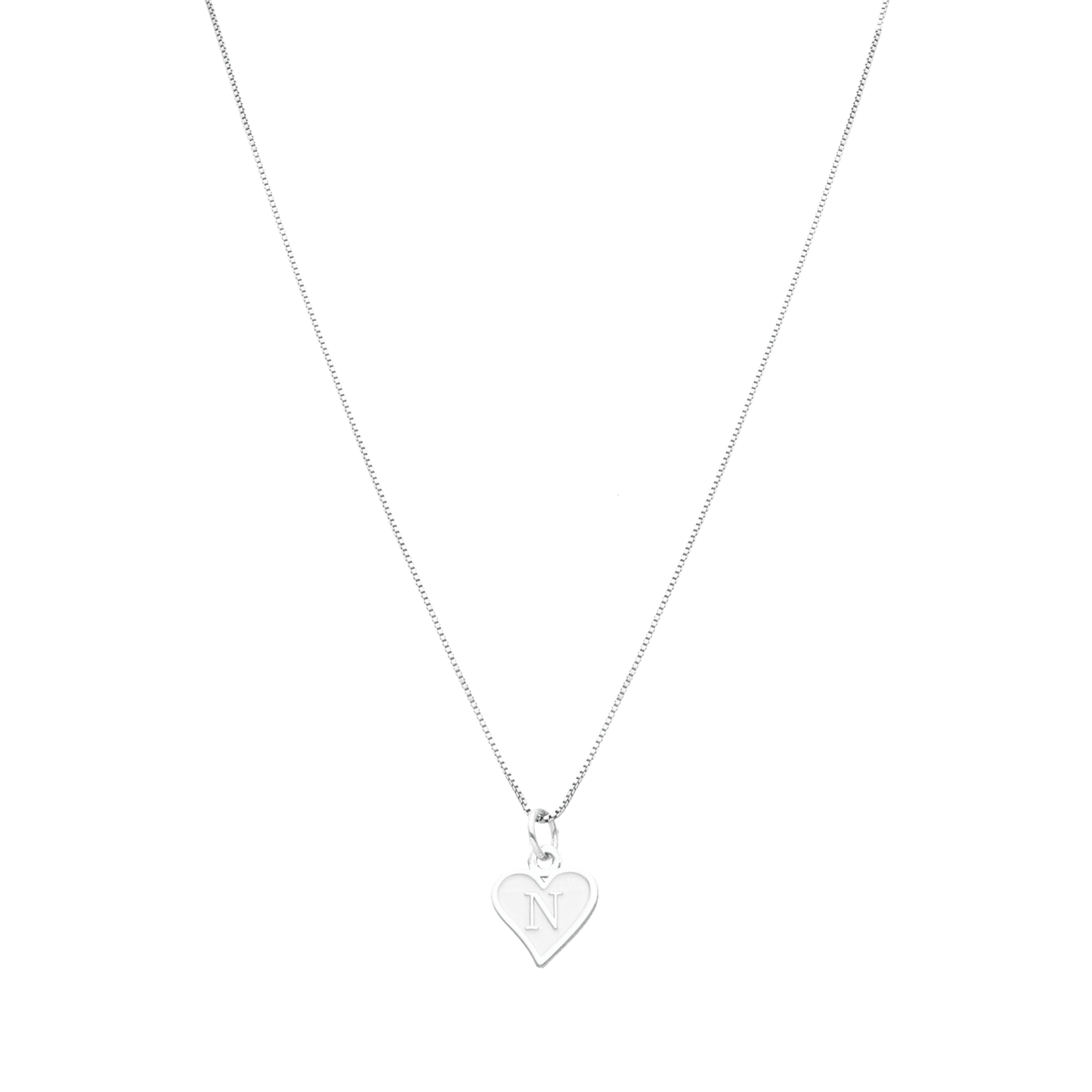 Fio Coração em Prata com Letra - Loja do Ouro