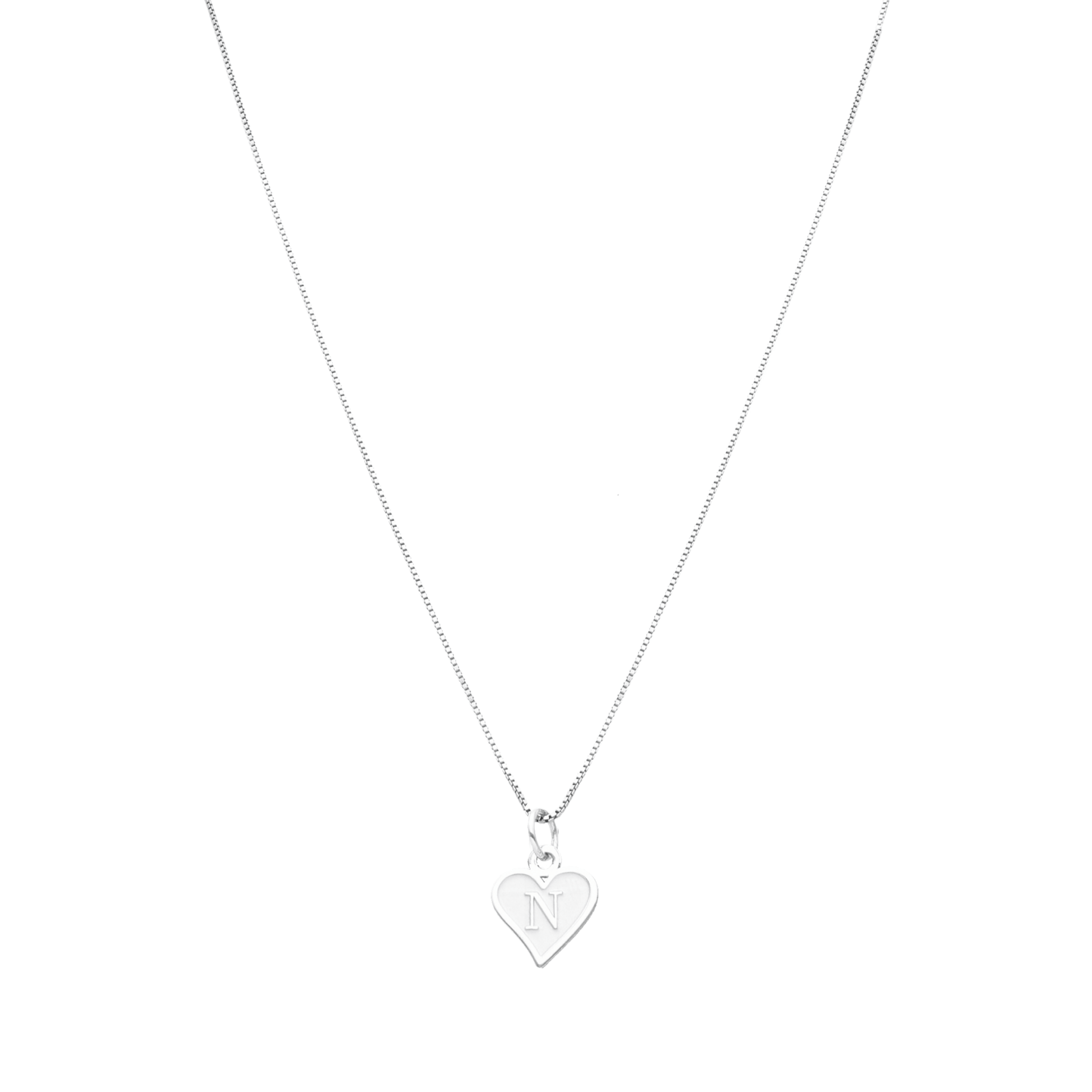 Fio Coração em Prata com Letra - Loja do Ouro