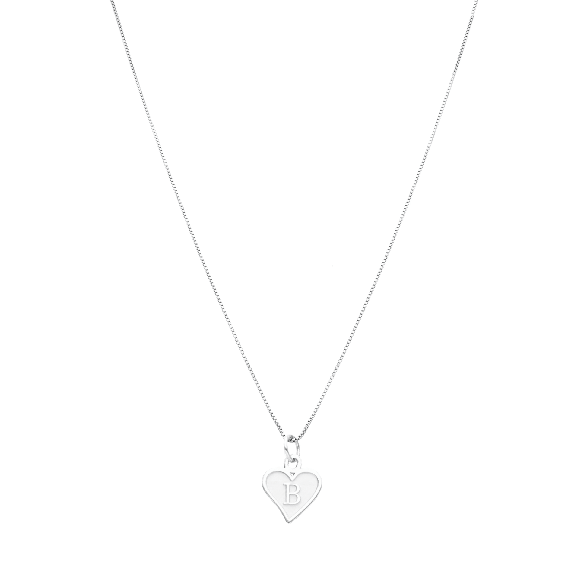 Fio Coração em Prata com Letra - Loja do Ouro