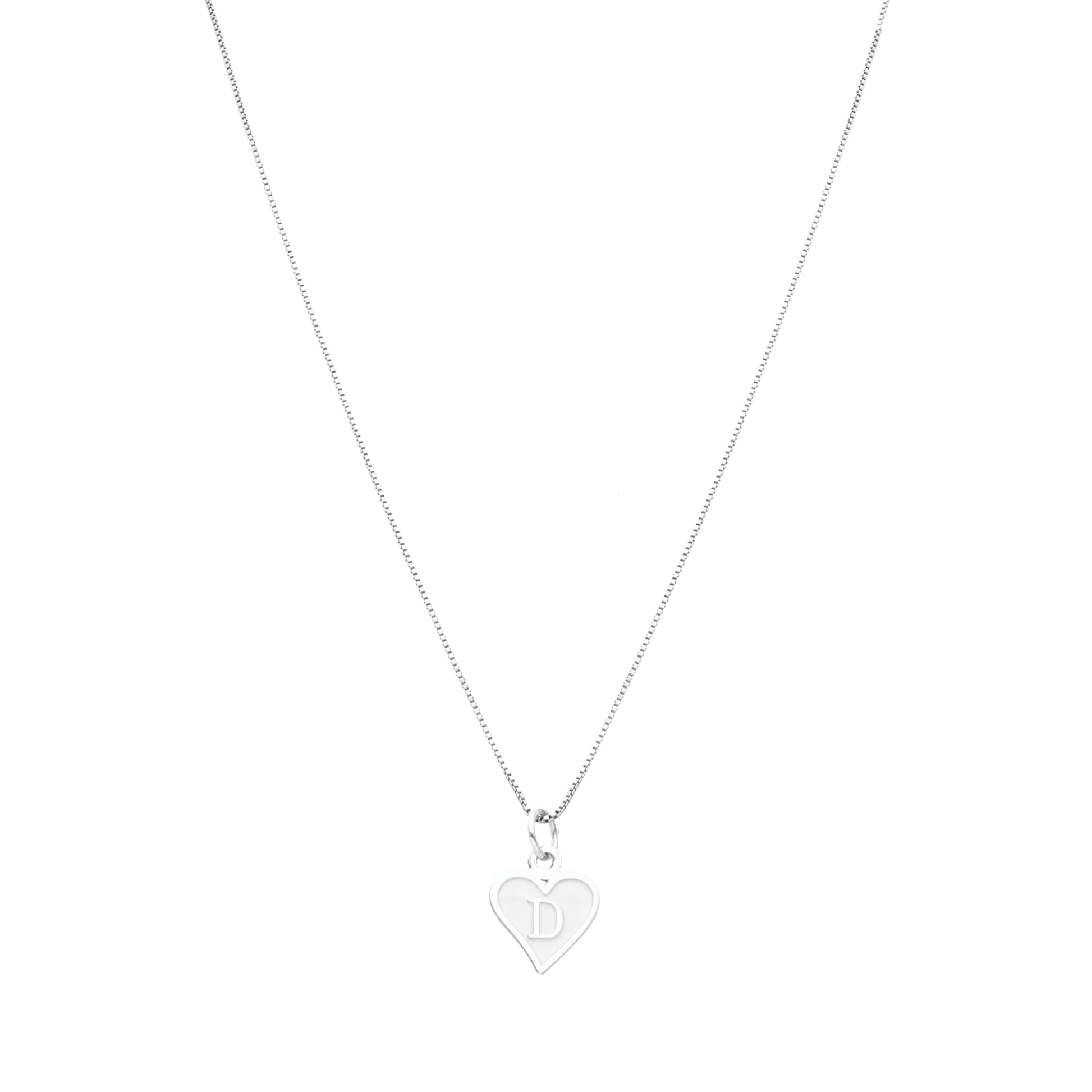 Fio Coração em Prata com Letra - Loja do Ouro