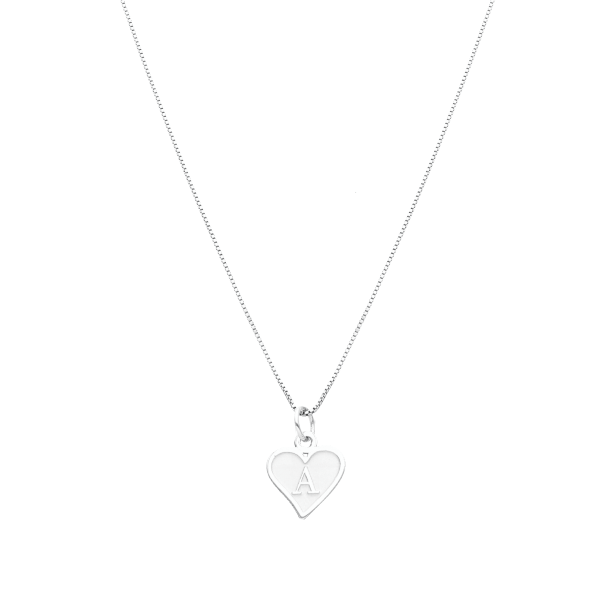 Fio Coração em Prata com Letra - Loja do Ouro