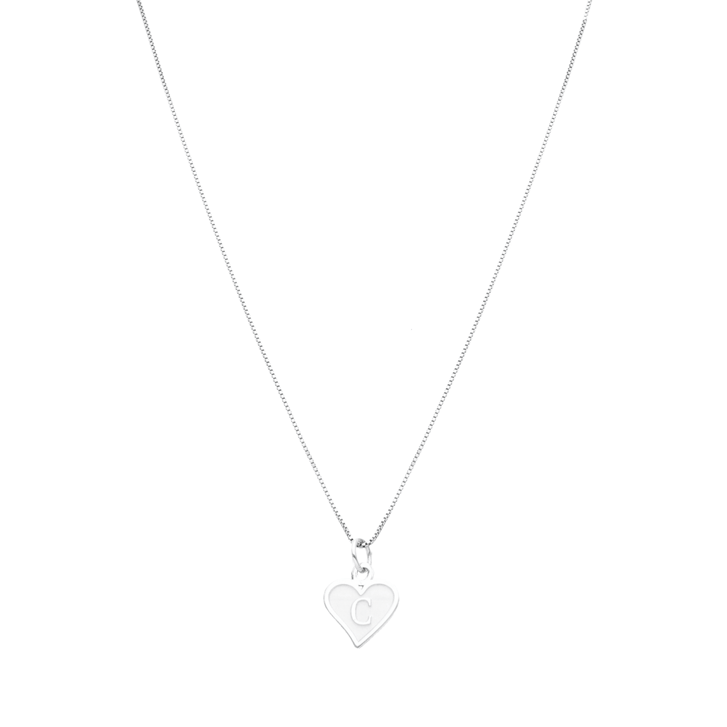 Fio Coração em Prata com Letra - Loja do Ouro