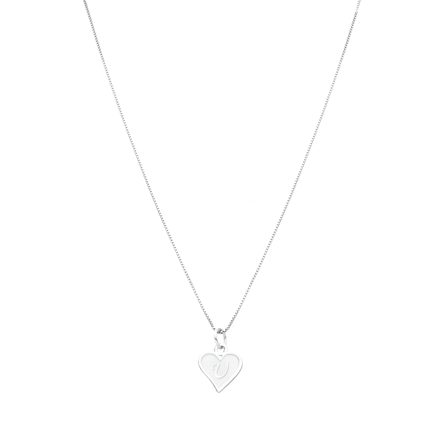 Fio Coração em Prata com Letra - Loja do Ouro