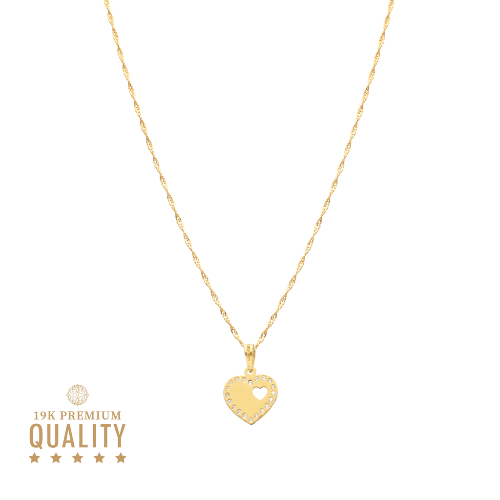 Fio em Ouro 19kl com Coração com Zircónias (45cm)