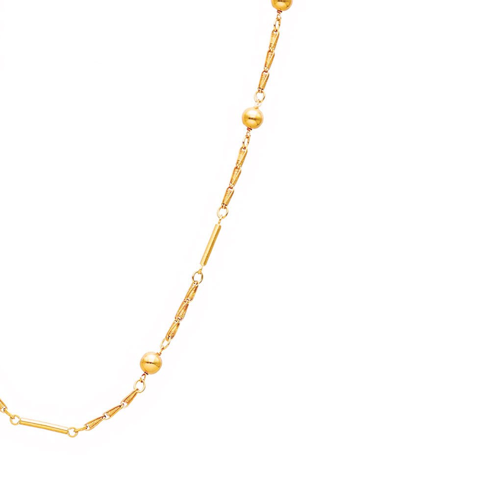 Fio Elos Trabalhados, Traves e Bolas em Ouro 19kl (48cm) - Loja do Ouro