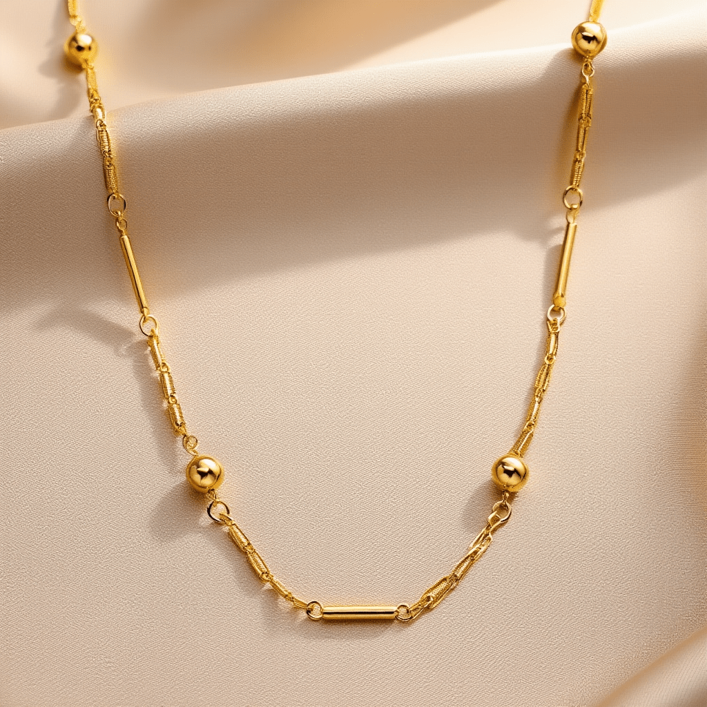 Fio Elos Trabalhados, Traves e Bolas em Ouro 19kl (48cm) - Loja do Ouro