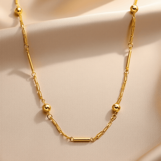 Fio Elos Trabalhados, Traves e Bolas em Ouro 19kl (48cm) - Loja do Ouro