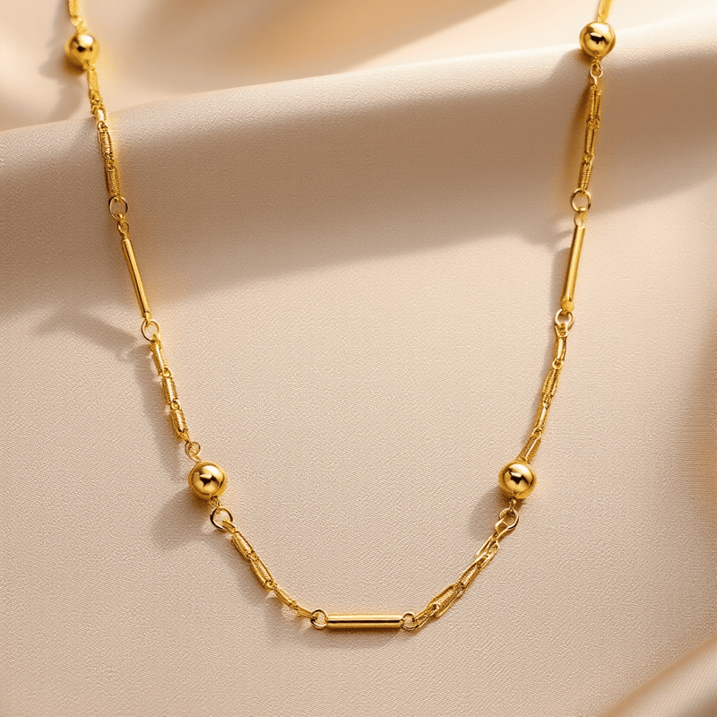 Fio Elos Trabalhados, Traves e Bolas em Ouro 19kl (48cm) - Loja do Ouro