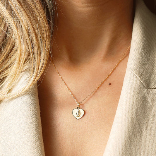 Fio em Ouro 19kl com Coração Anjo da Guarda (45cm) - Loja do Ouro