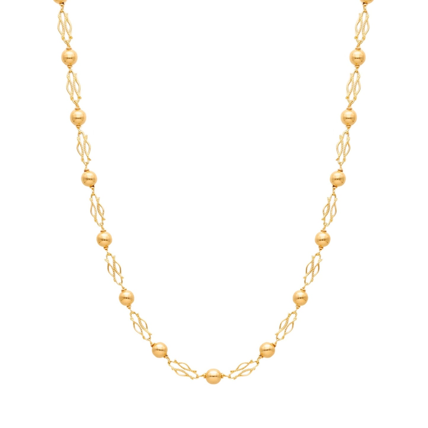 Fio em Ouro 19kl com Elos Infinitos e Esferas (44cm) - Loja do Ouro