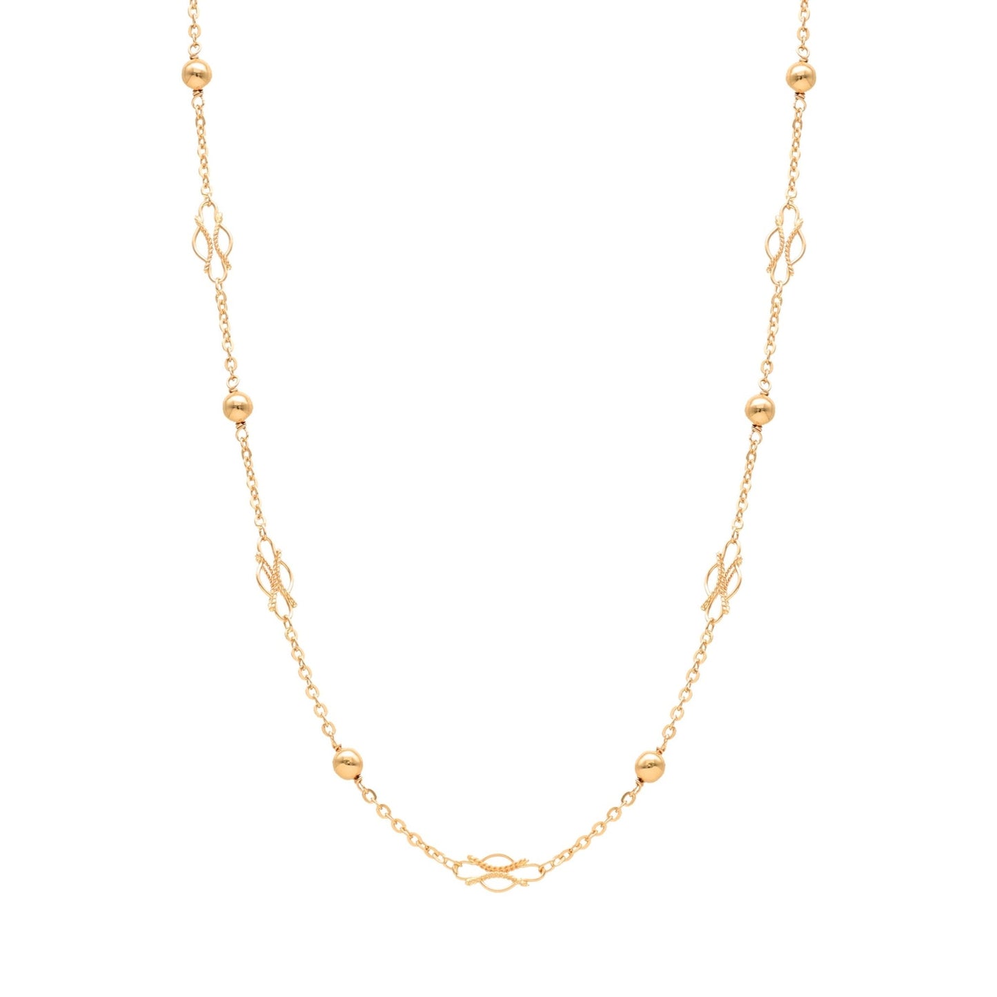 Fio em Ouro 19kl com Elos Trabalhados e Esferas (49cm) - Loja do Ouro