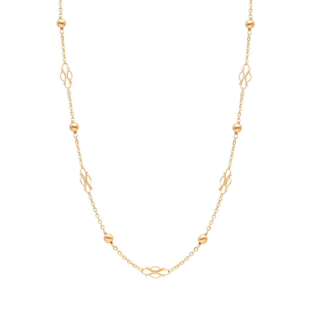 Cadena de oro de 19 kl con eslabones y esferas trabajadas (49 cm) - Gold Store Premium