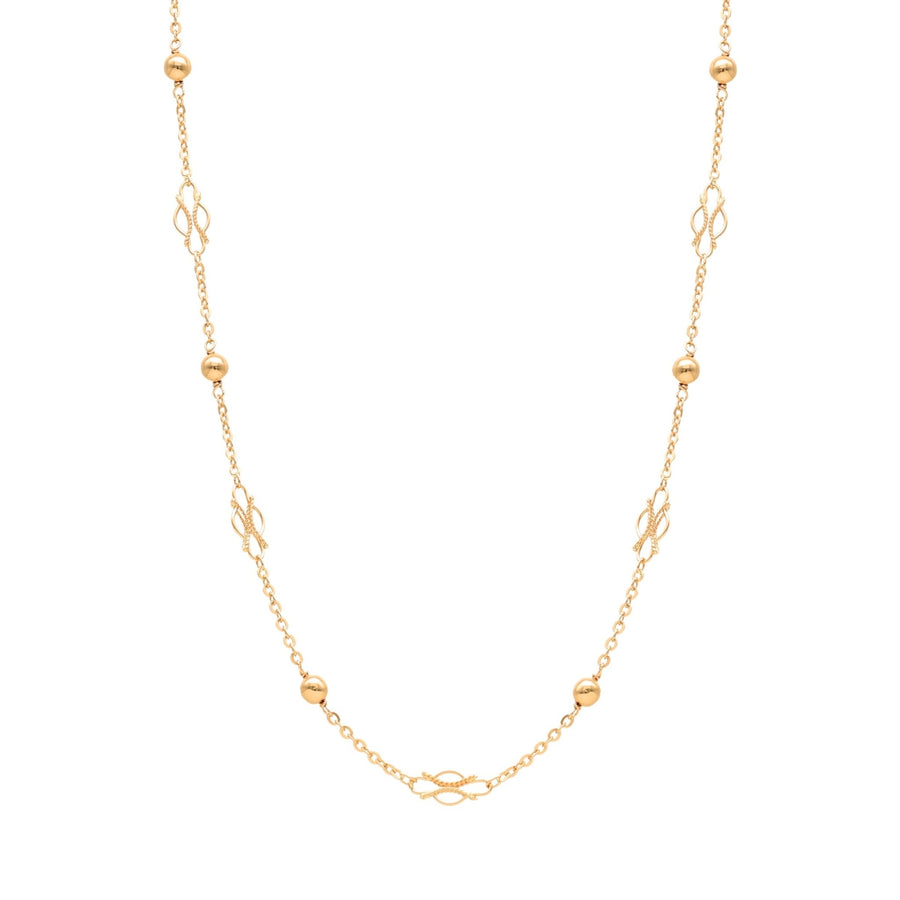 Cadena de oro de 19 kl con eslabones y esferas trabajadas (49 cm) - Gold Store Premium