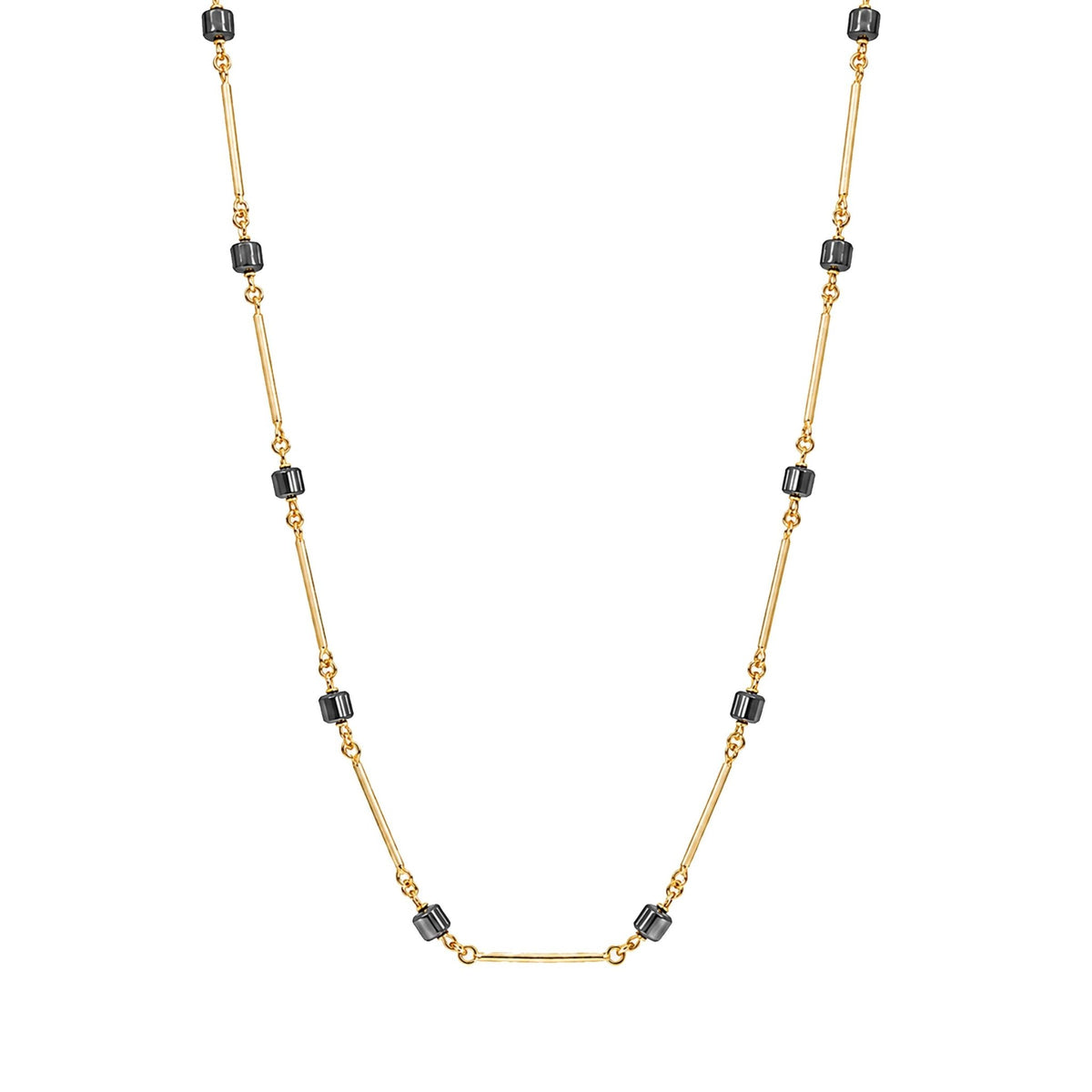 Fio em Ouro 19kl com Hematites (54cm) - Loja do Ouro