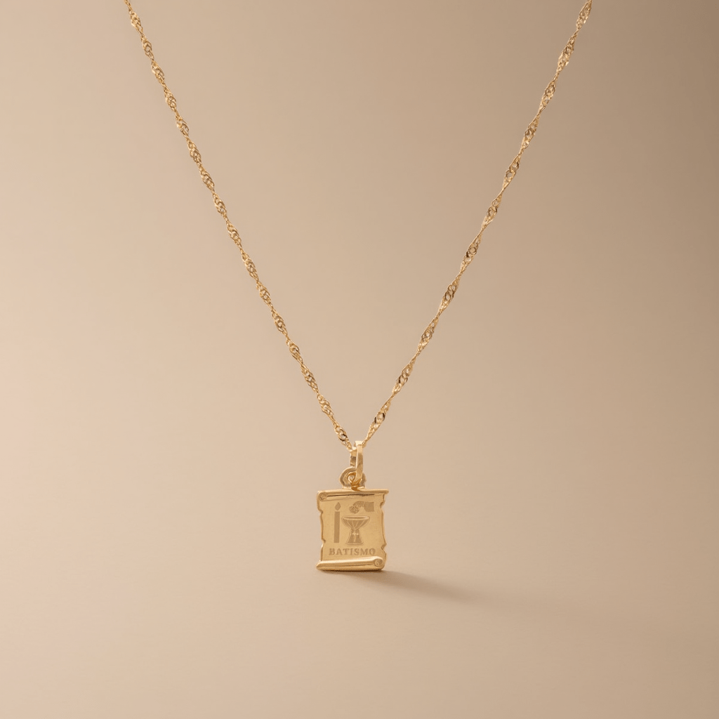 Fio em Ouro 19kl com Medalha Batismo (45cm) - Loja do Ouro