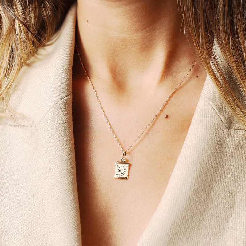 Fio em Ouro 19kl com Medalha Lembrança Madrinha (45cm) - Loja do Ouro