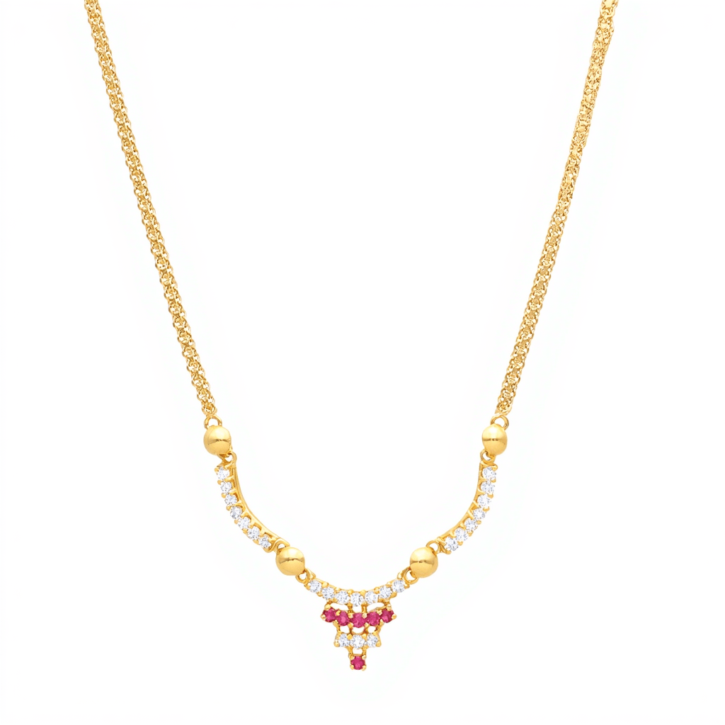 Cadena de oro de 19 kl con topacios rosas y circonías (45 cm) - Gold Store Premium