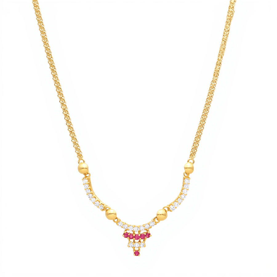 Cadena de oro de 19 kl con topacios rosas y circonías (45 cm) - Gold Store Premium