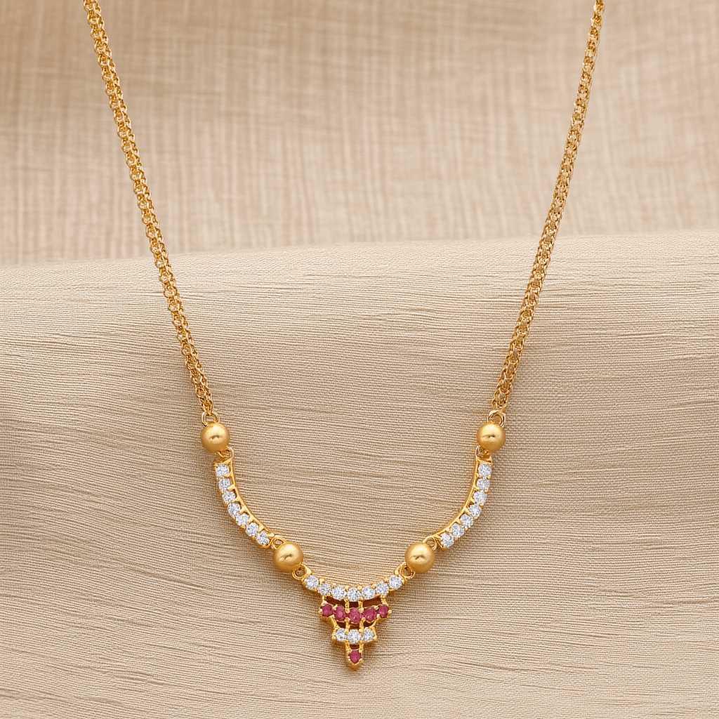 Cadena de oro de 19 kl con topacios rosas y circonías (45 cm) - Gold Store Premium