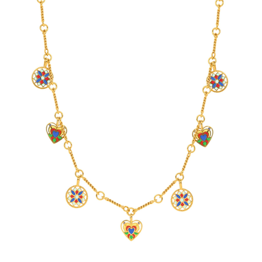 Hilo de oro de 19 kl con vidrieras y esmalte (42cm) - Gold Store Premium