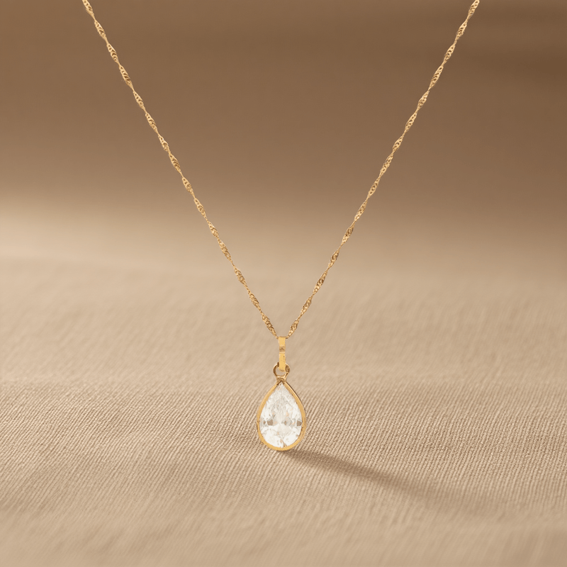 Fio em Ouro 19kl com Zircão em Lágrima (45cm) - Loja do Ouro
