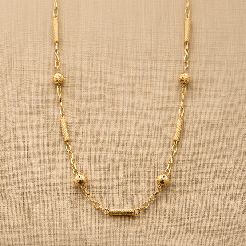 Fio em Ouro com Contas de Viana e Tubos (47cm) - Loja do Ouro