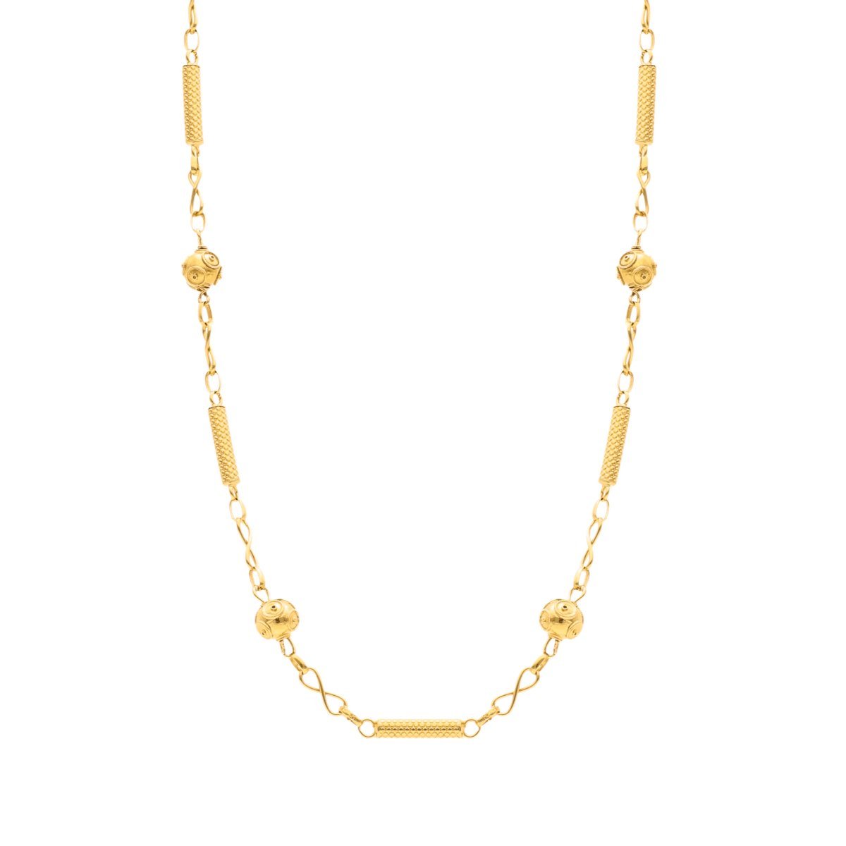 Hilo de oro con cuentas y tubos de Viana (47 cm) - Gold Store Premium