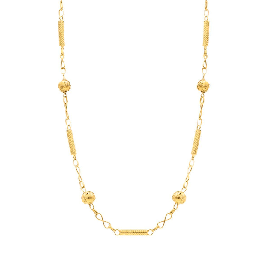 Hilo de oro con cuentas y tubos de Viana (47 cm) - Gold Store Premium
