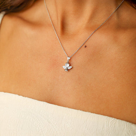 Fio em Prata com Anjo cravejado de Zircónias - Loja do Ouro