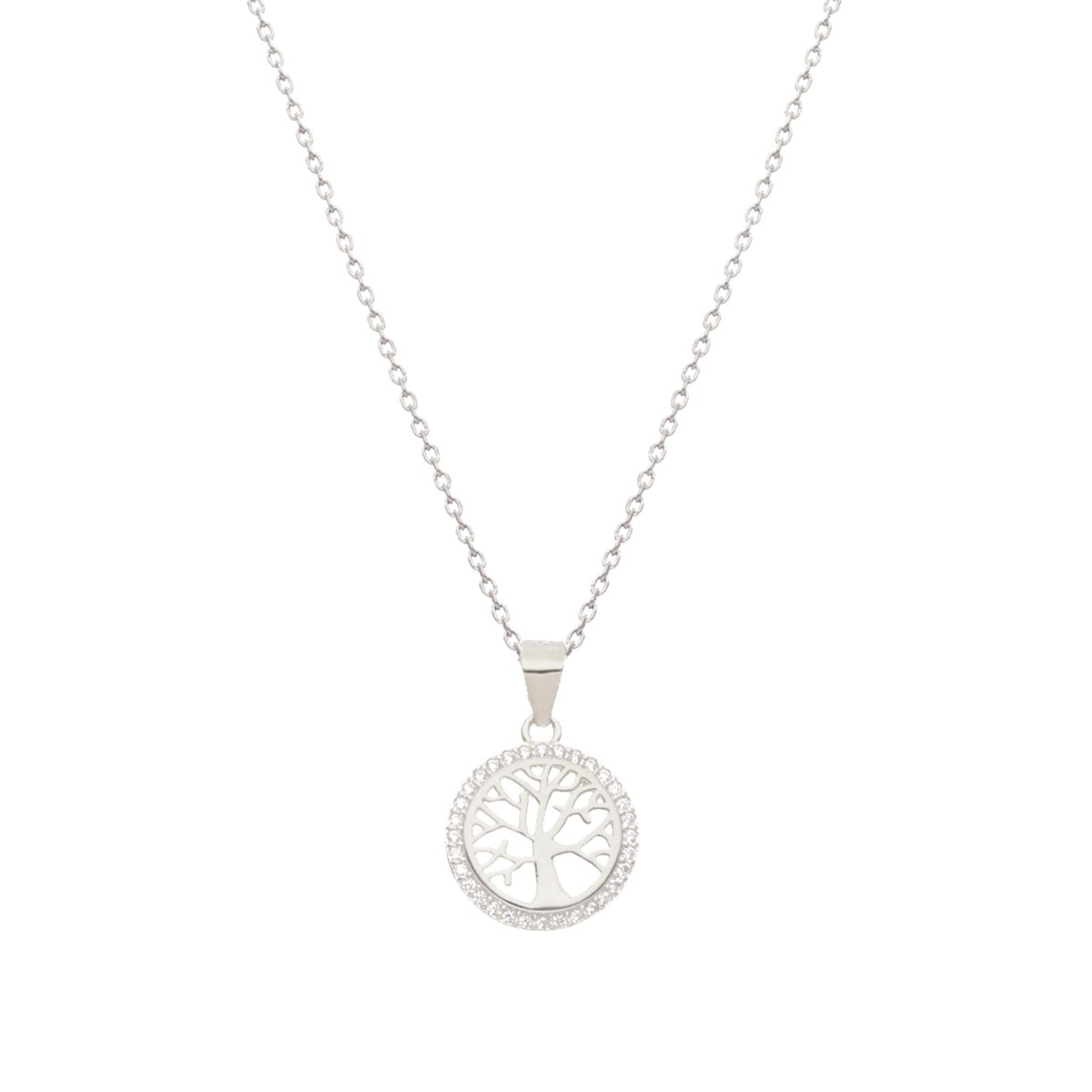 Fio em Prata com Arvore da Vida cravejada de Zircónias - Loja do Ouro