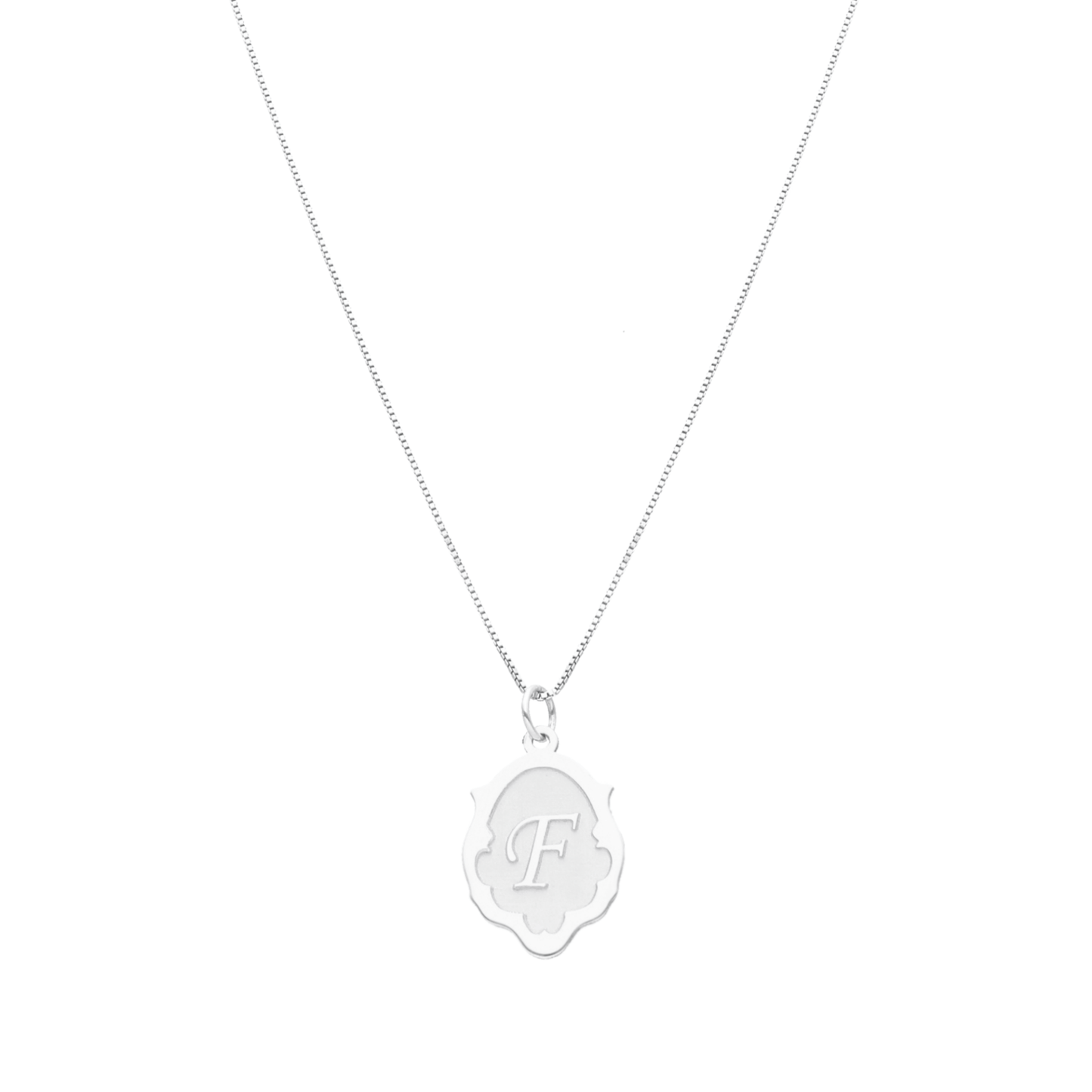 Fio em Prata com Letra em Pendente Estilizado (42cm) - Loja do Ouro