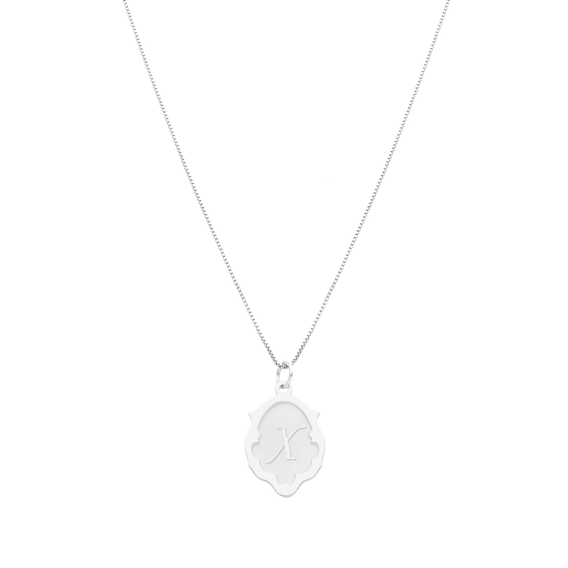 Fio em Prata com Letra em Pendente Estilizado (42cm) - Loja do Ouro