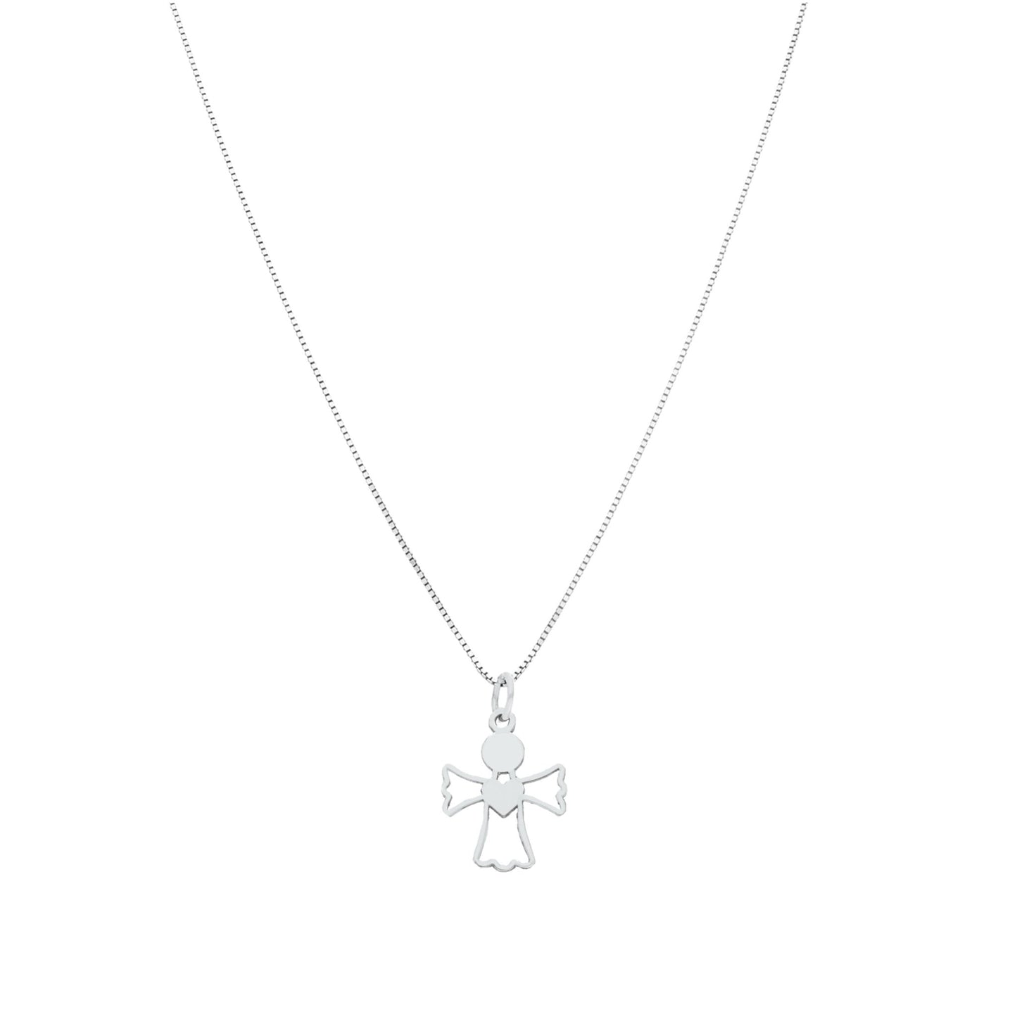 Fio em Prata com Medalha Anjo Recortada (40cm) - Loja do Ouro