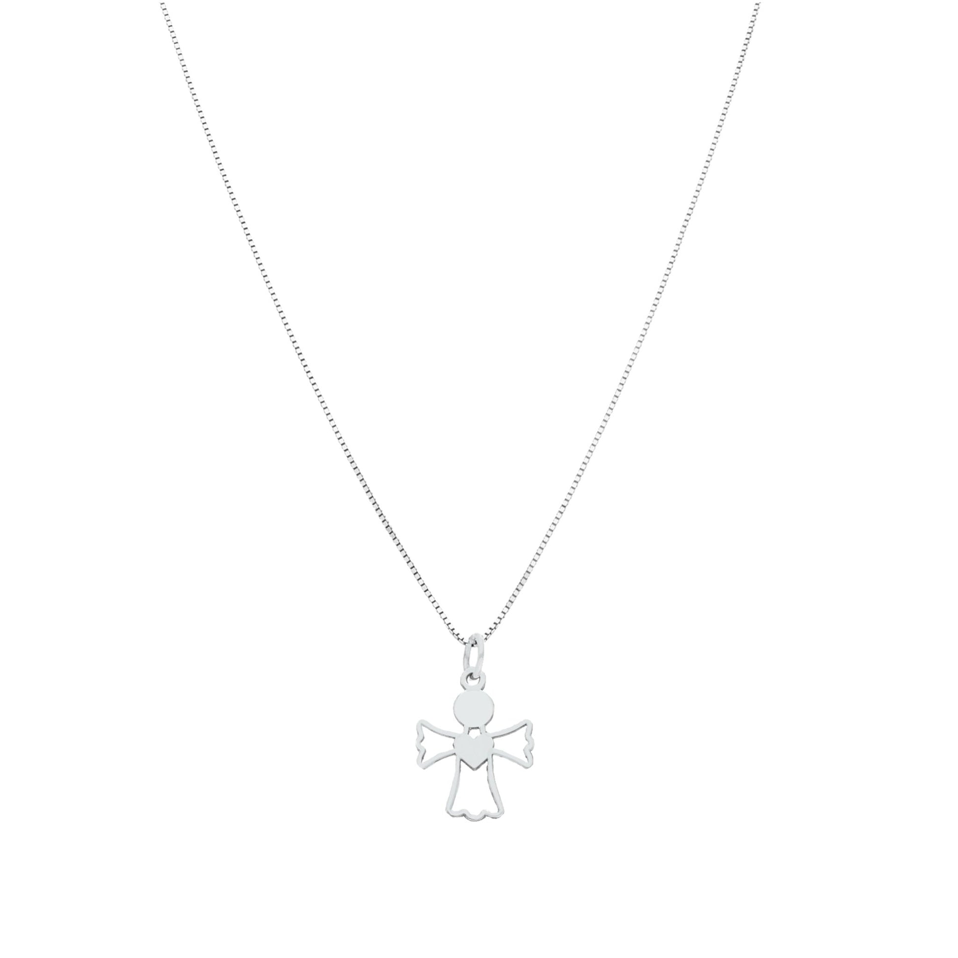 Fio em Prata com Medalha Anjo Recortada (40cm) - Loja do Ouro