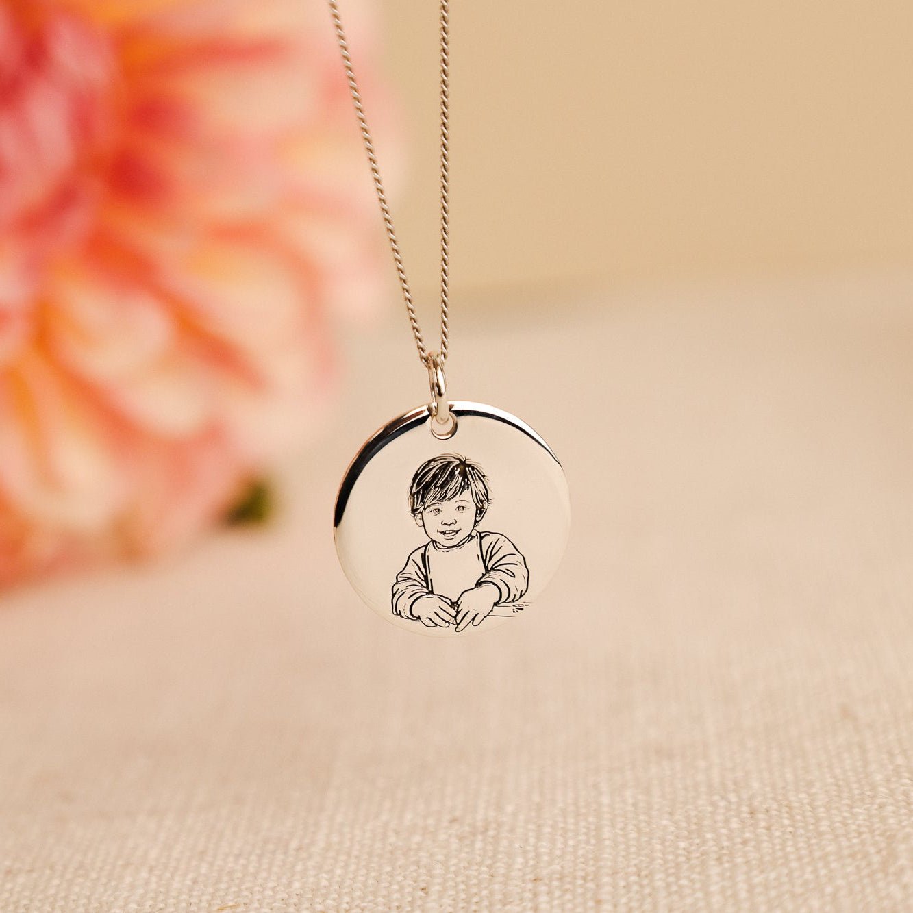 Fio em Prata com Medalha gravada com Fotografia (Personalizável) - Loja do Ouro